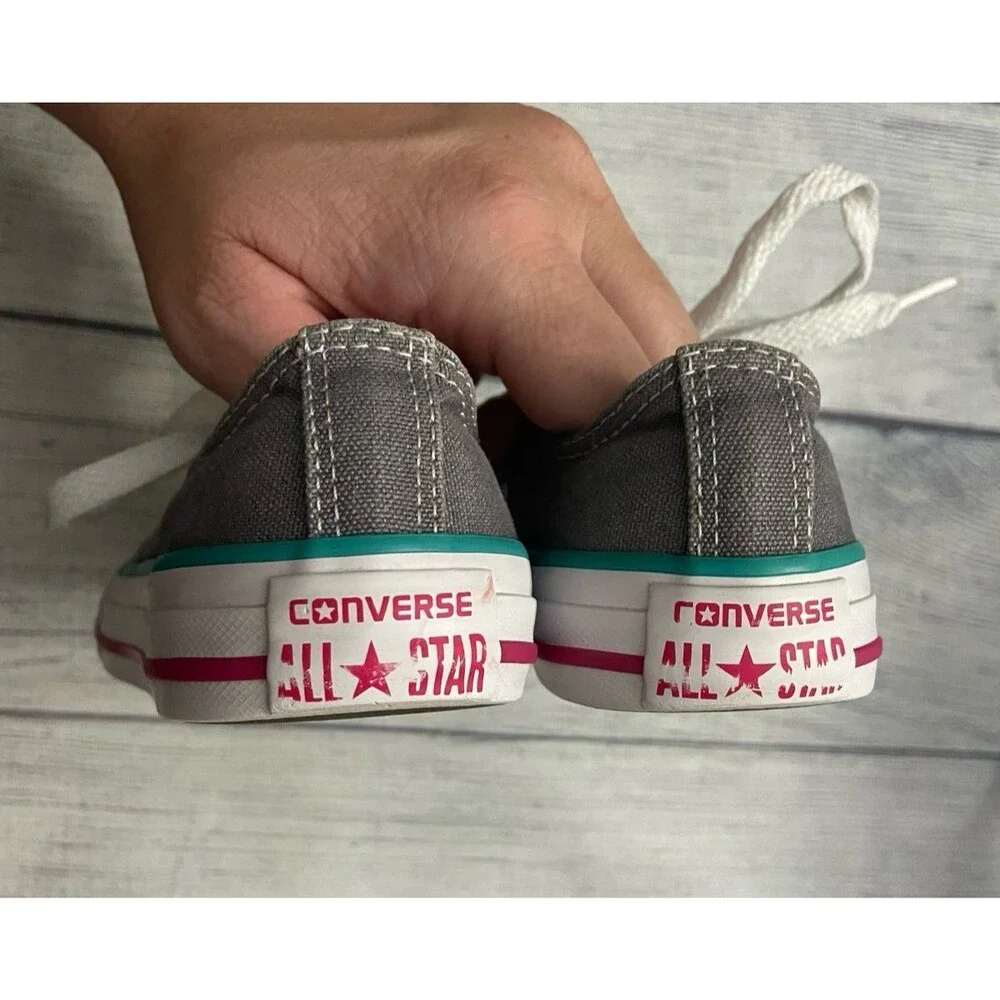 Grey Gray Converse All Stars Girl Shoes, Size Youth 12